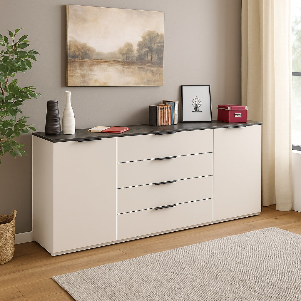 MADIA BRINA 200X44,5XH81CM CASHMERE/MARMO NERO.