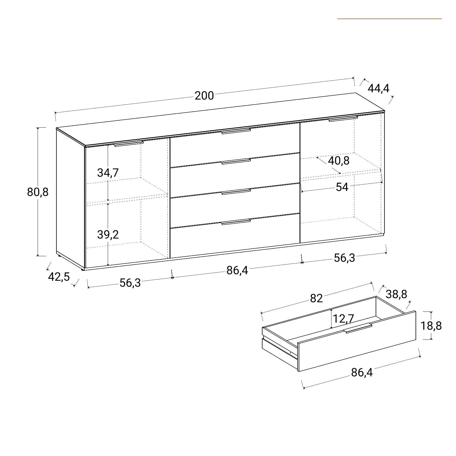 MADIA BRINA 200X44,5XH81CM CASHMERE/MARMO NERO.