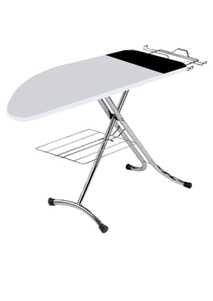 Asse da Stiro Kolossal Profi 125x48 cm con Portabiancheria e Rivestimento a 3 Strati con Area Ignifuga