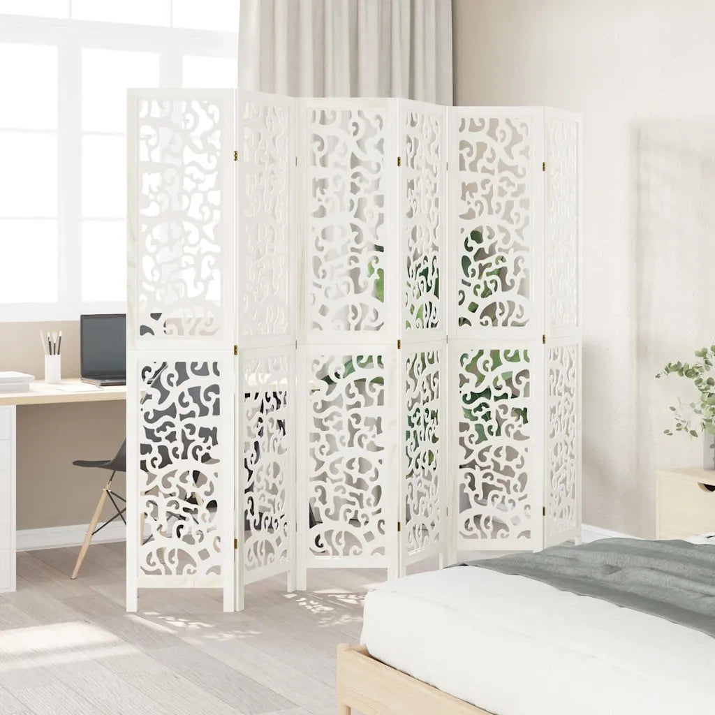 Divisorio Ambienti | Divider per stanze | Paravento 6Pannelli Bianco Legno Massello di Paulownia