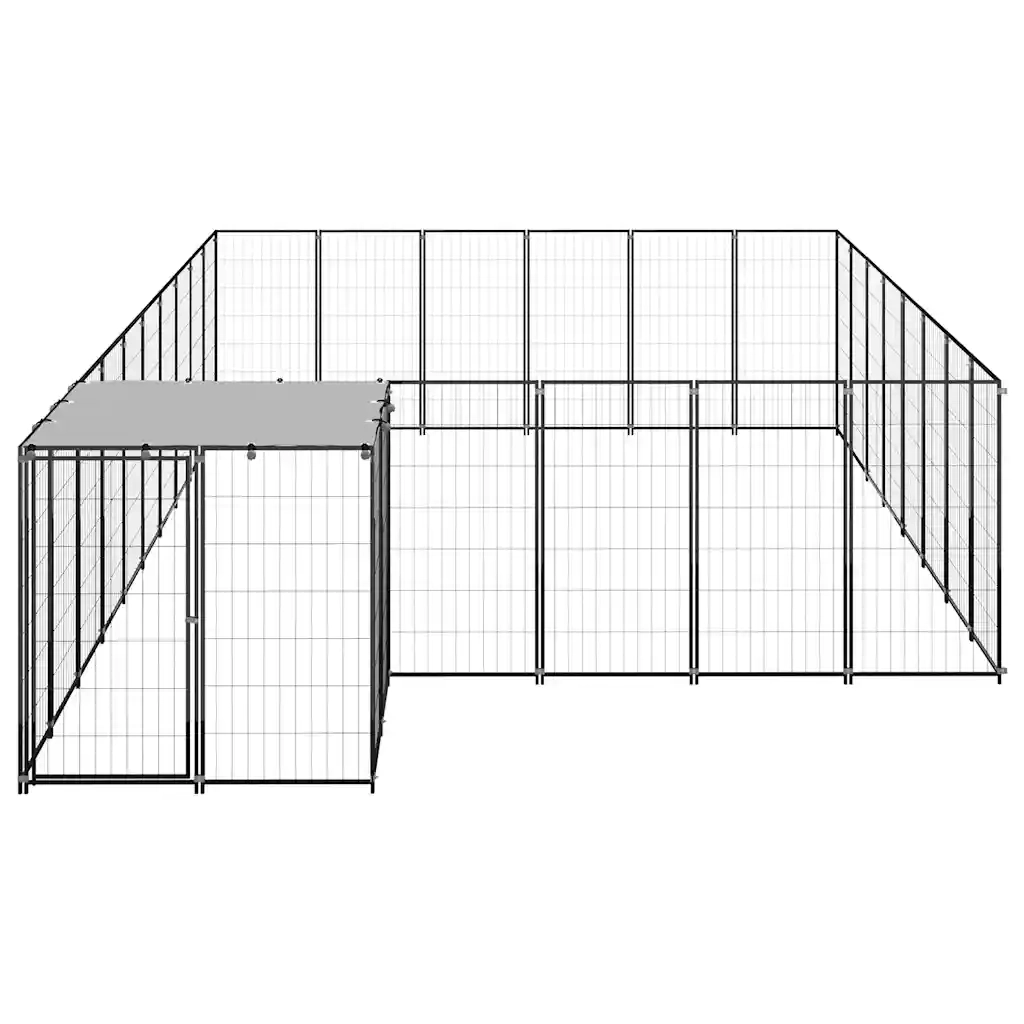 Gabbia per Cani Nera 15,73 m² in Acciaio 3082214