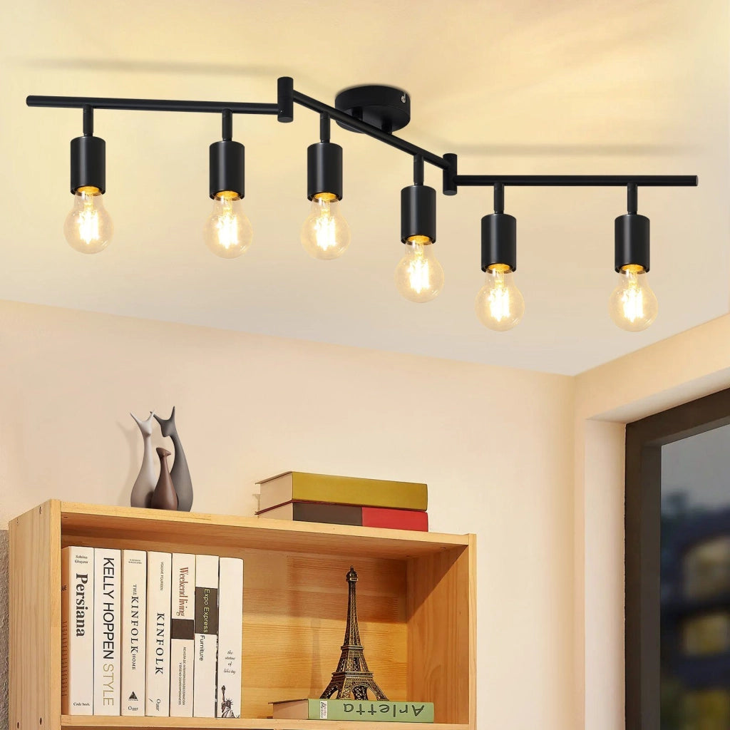 ZMH Faretto da soffitto nero - Lampada da soffitto con faretti E27 orientabili a 350° per camera da letto vintage