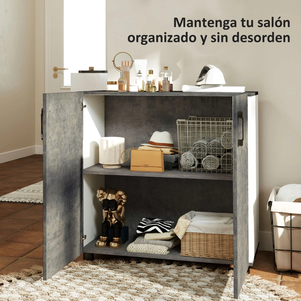 Consolle per Ingresso con Ripiano e Ante ¨C zephmum ¨C Grigio Cemento 80x37x80 cm