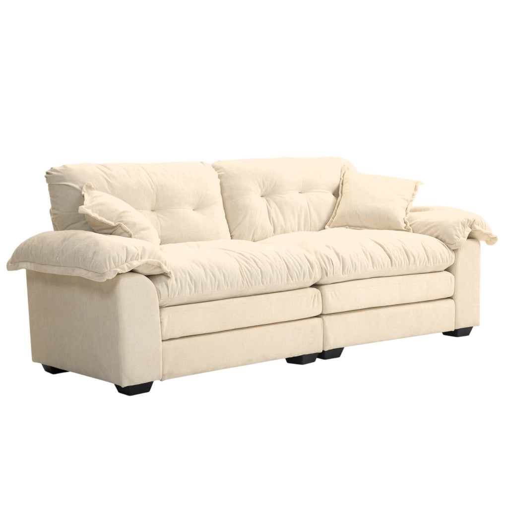 Divano 2 posti in Chenille 214x89x93 cm con cuscini doppi in memory foam e molle a tasca