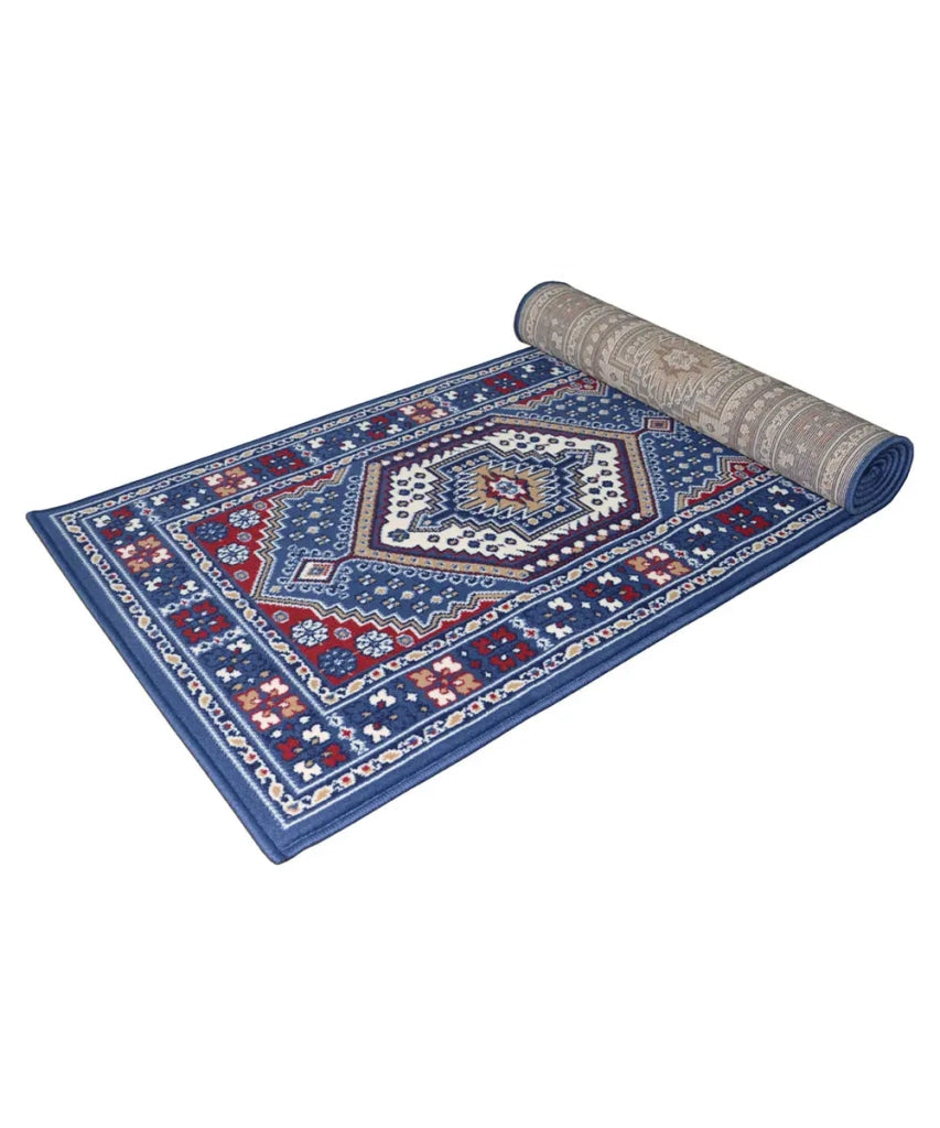 Tappeto passatoia ROYAL SHIRAZ 2065 AZZURRO cm.100x400 motivo moderno geometrico arredo casa corsia arredo casa