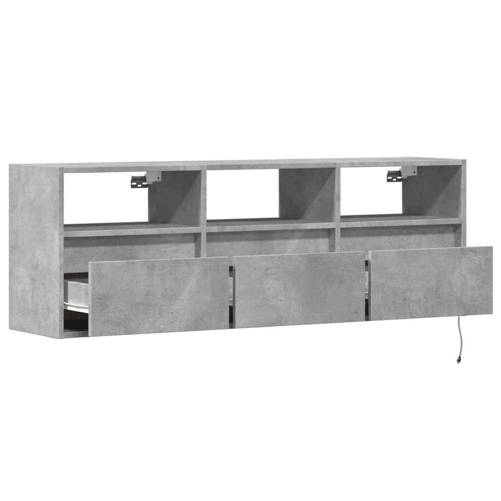Mobile TV multimediale scaffale TV credenza mobile TV sala da pranzo soggiorno camera da letto montaggio a parete con luci LED 130 x 31 x 45 cm grigio 02_0027859
