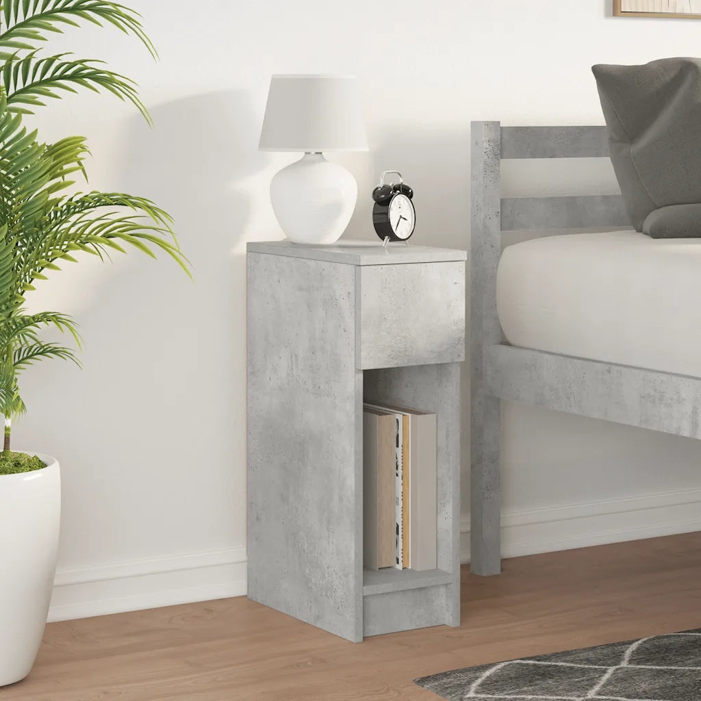 Comodino | Armadio da Notte | Mobiletto da notte con Cassetto Grigio Cemento 20x36x60 cm