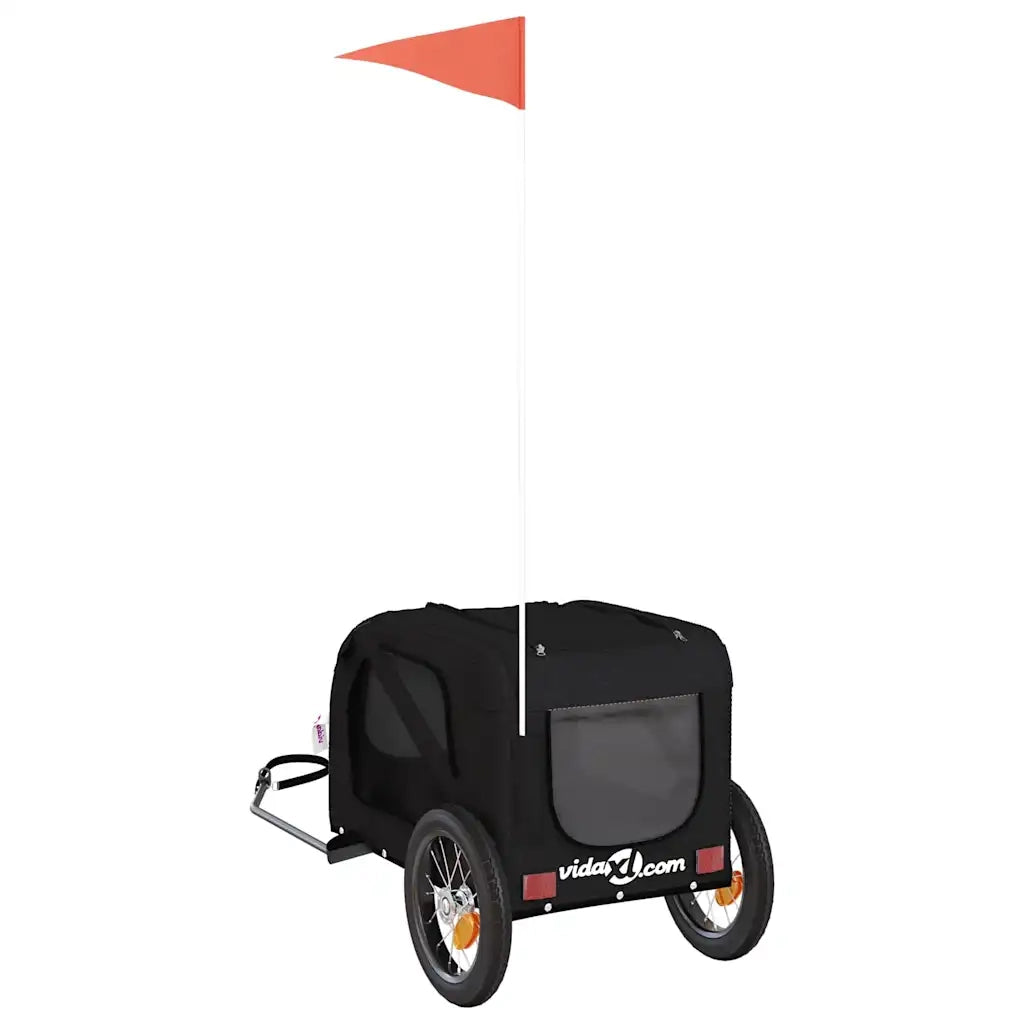 Rimorchio da Bici per Animali Nero Oxford e Ferro CFW3870653