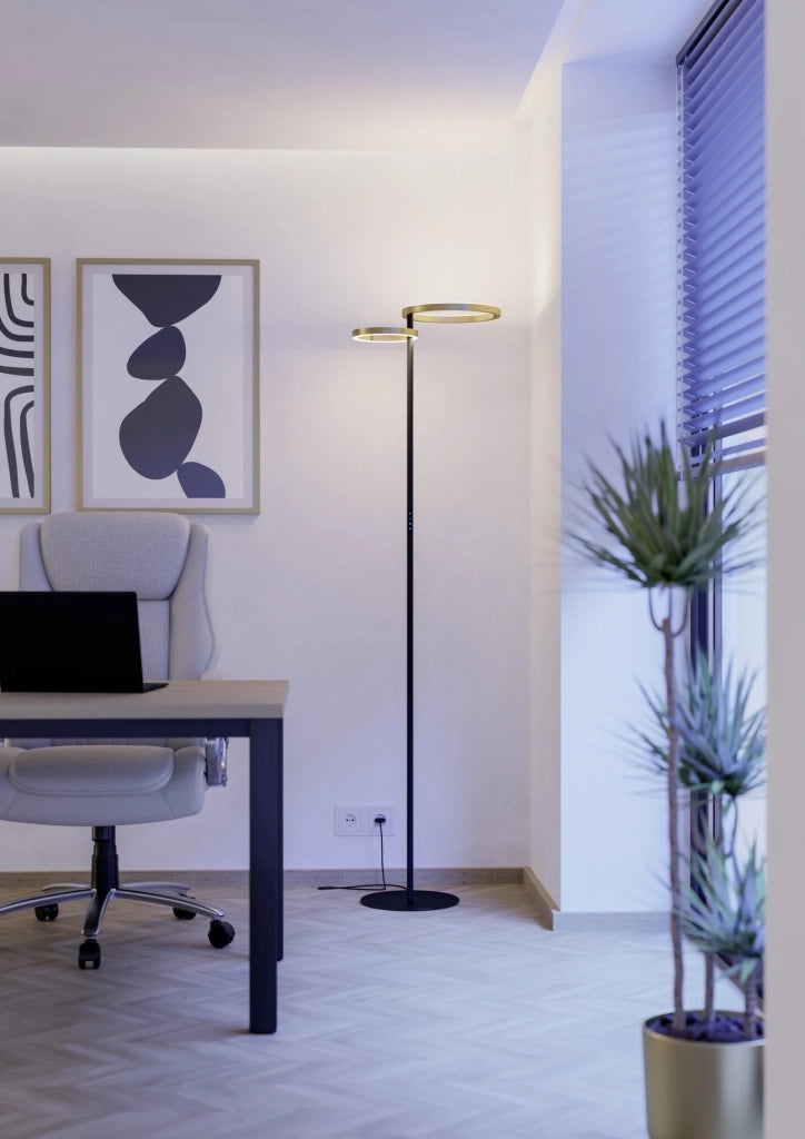 Piantana Minimal Castelpoto 1 Acciaio Ottone 2 Luci Led 28W 1850+1300Lm