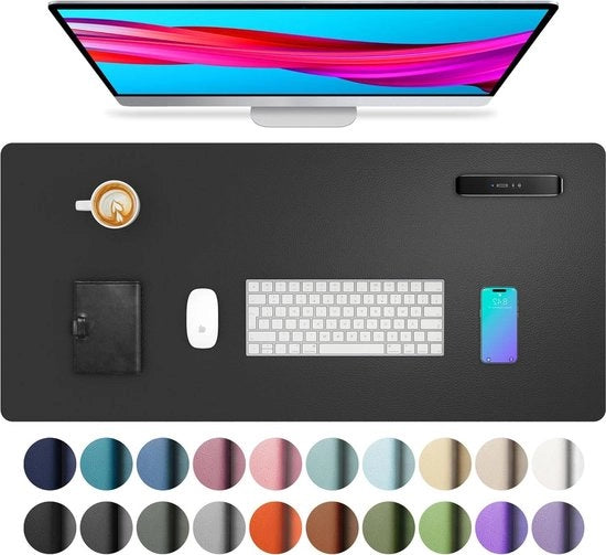 Supporto per scrivania in PU pelle antiscivolo impermeabile - Piatto per scrivania grande per ufficio e casa (80cm x 40cm nero)