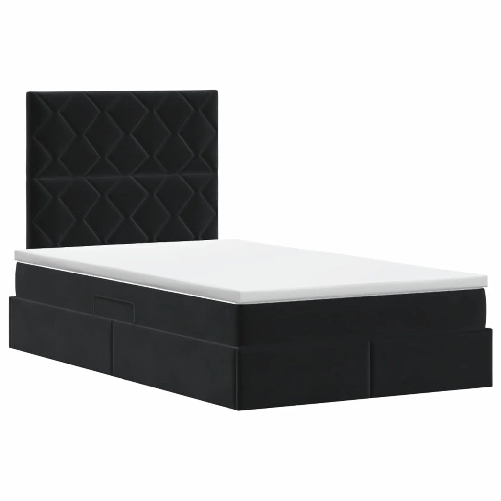 Letto con contenitore e materasso Nero 120 x 200 cm Velluto 3459743