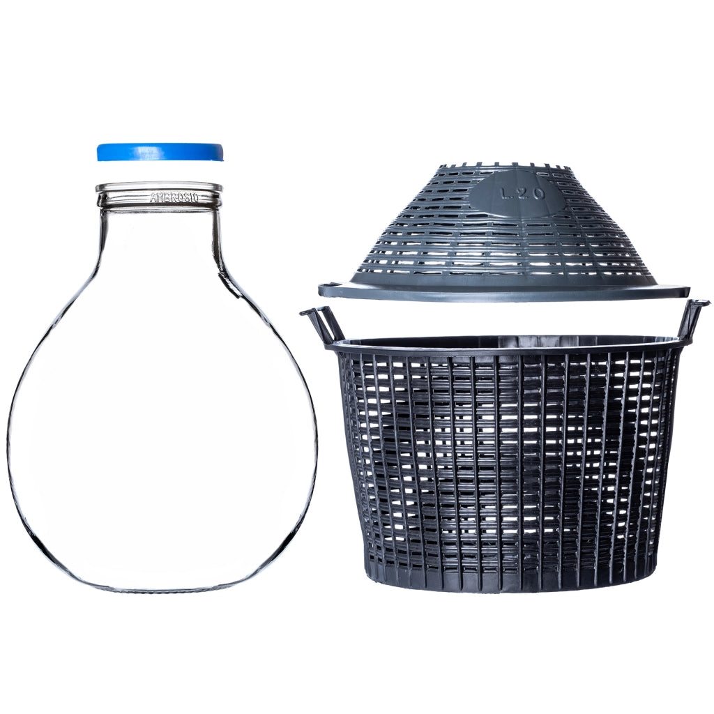 KADAX Lady's Balloon 5L Carboy per vino e liquori in un cestello Bottiglia da un gallone per vino con tappo