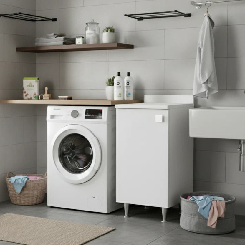 Mobiletto Base 1 Anta Bianco | Armadietto Salvaspazio Moderno con Ripiano Regolabile | Già Assemblato per Bagno, Lavanderia, Ingresso, Studio e Balcone