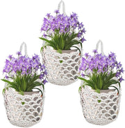 Set di Tre Cestini Decorativi a Sospensione per Interno Esterno Giardino Balcone Finestra Salotto