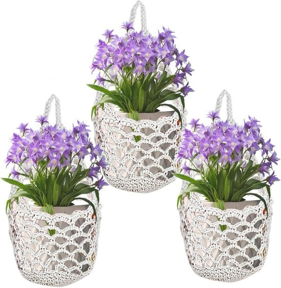 Set di Tre Cestini Decorativi a Sospensione per Interno Esterno Giardino Balcone Finestra Salotto