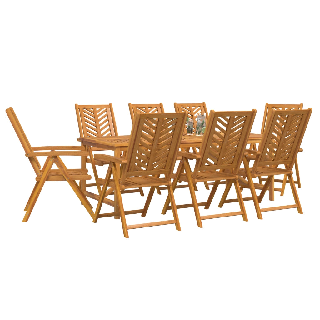 Set Pranzo Giardino 9 Pezzi Legno Massello di Acacia