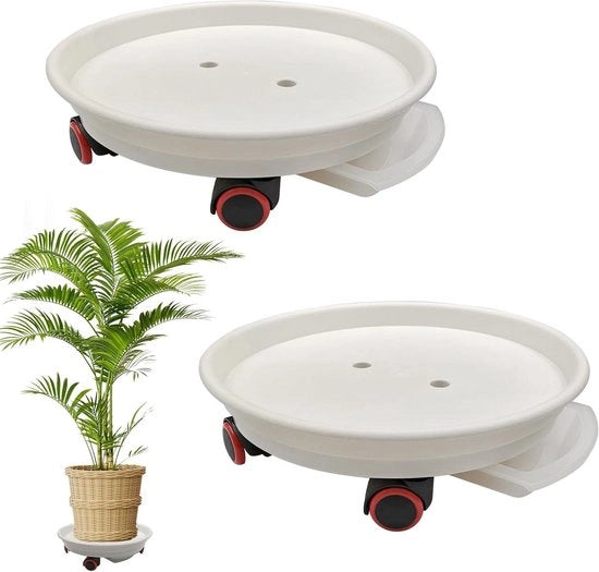 Carrello per piante con ruote - Capacità di carico 80 lbs - Altezza standard per piante 30 cm - Carrello per piante pesante con contenitore d'acqua (bianco) - Set da 2 pezzi