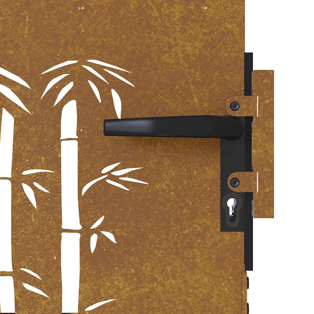 Cancello da giardino 85x75 cm in acciaio Corten e design in bambù 153232