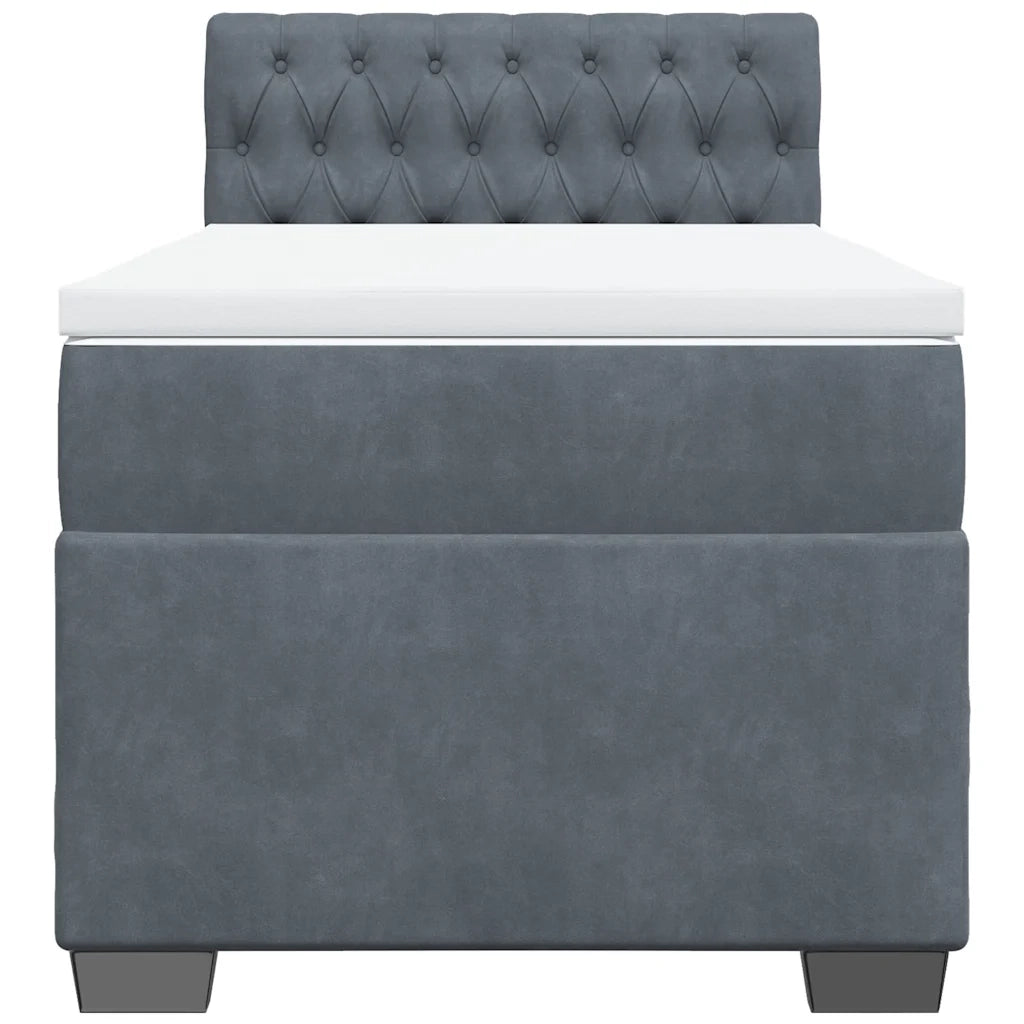 Giroletto a Molle con Materasso Grigio Scuro 80x200 cm Velluto
