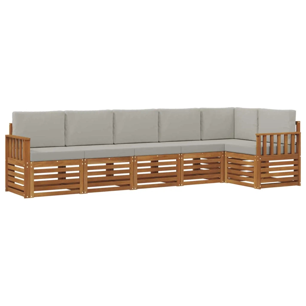 Set divano sezionale con cuscino 6 pcs Grigio Naturale e Chiaro