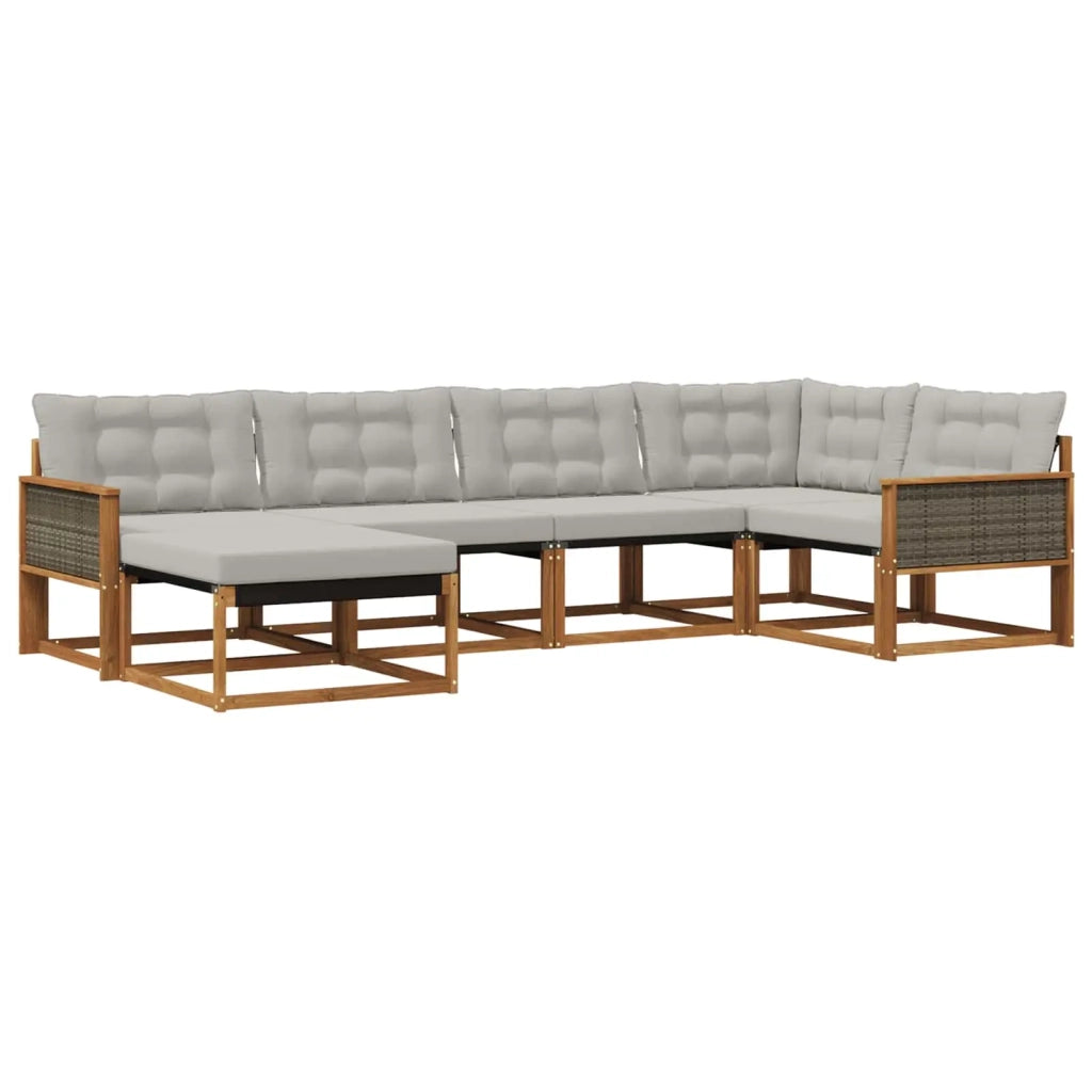 Set di divani da esterno 6 pz Naturale e Grigio Chiaro 3381531