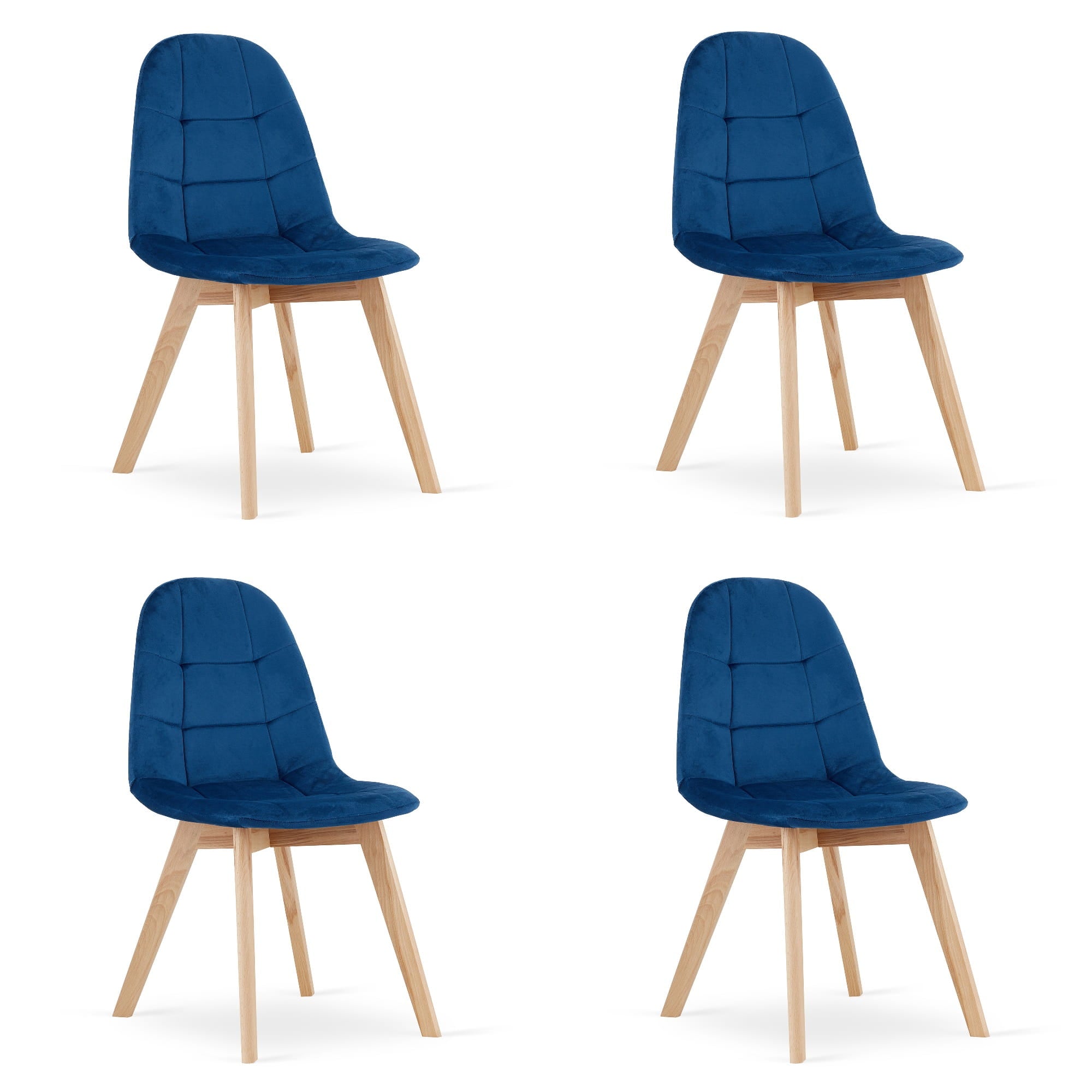 Sedia Valora NUUC in velluto blu navy dal design ergonomico x4