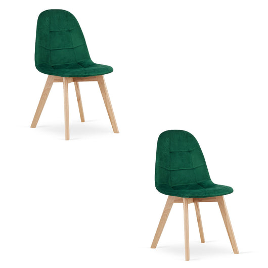 Sedia Valora NUUC in velluto verde scuro, design ergonomico x2