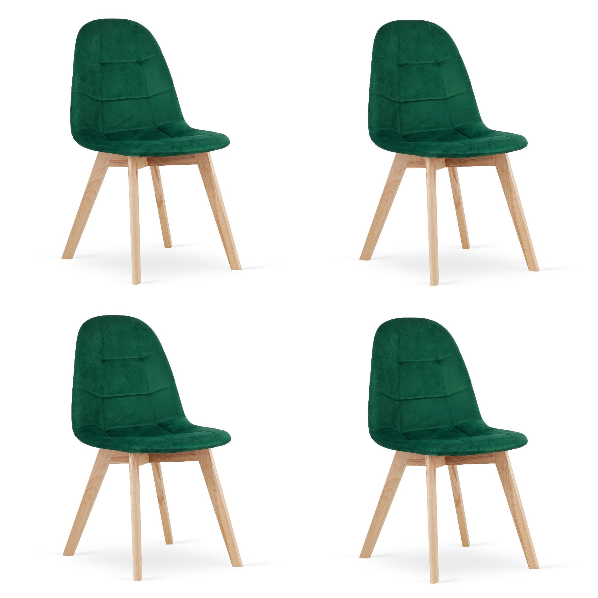 Sedia Valora NUUC in velluto verde scuro, design ergonomico x4