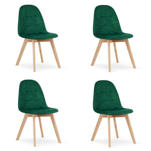 Sedia Valora NUUC in velluto verde scuro, design ergonomico x4