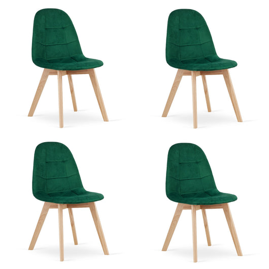 Sedia Valora NUUC in velluto verde scuro, design ergonomico x4