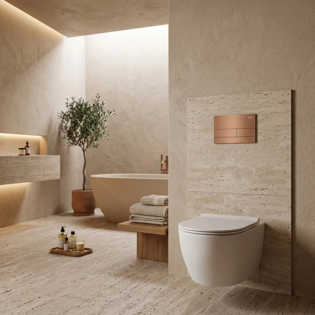Set Telaio Da Incasso Per Wc Slim 024n Con Pulsante T Brush Copper