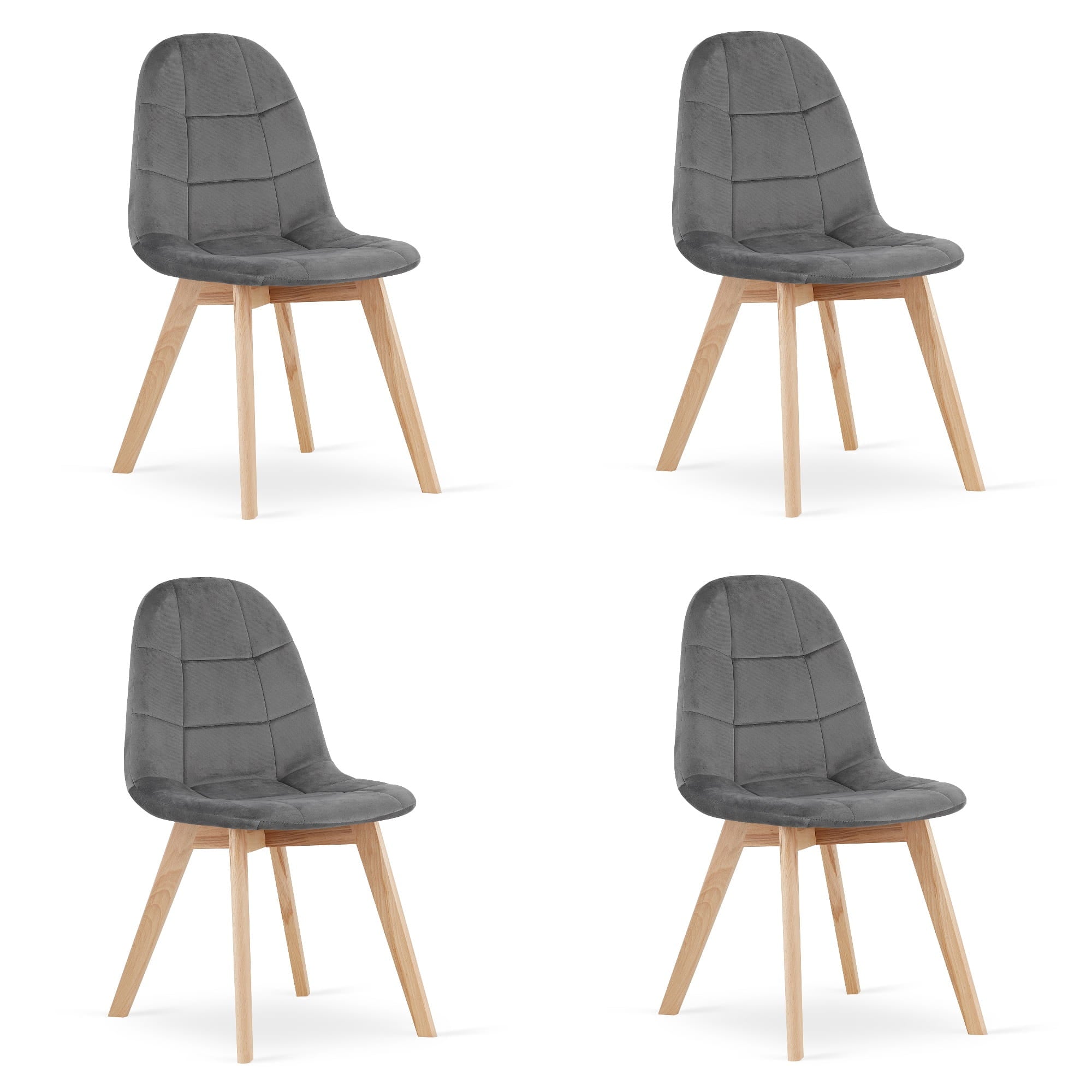 Sedia Valora NUUC in velluto grigio scuro, design ergonomico x4