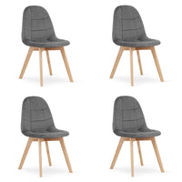 Sedia Valora NUUC in velluto grigio scuro, design ergonomico x4