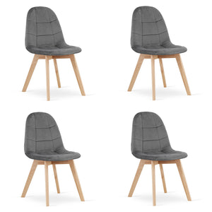 Sedia Valora NUUC in velluto grigio scuro, design ergonomico x4