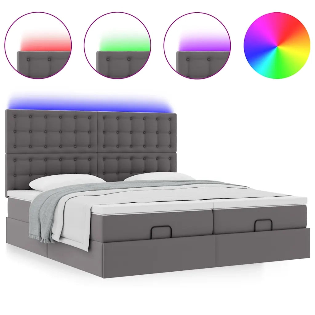 Struttura Letto Pouf con Materassi Grigio 200x200 cm Similpelle 3314511