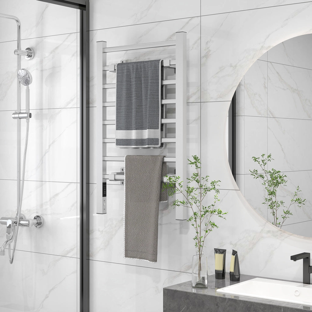 Scaldasalviette Elettrico 150W con Timer ¨C zephmum ¨C Argento 53x35x90 cm