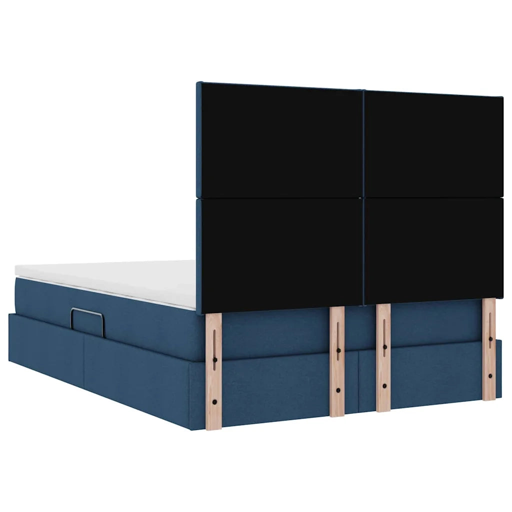 Letto con contenitore LED e materasso Blu 140 x 190 cm Tessuto