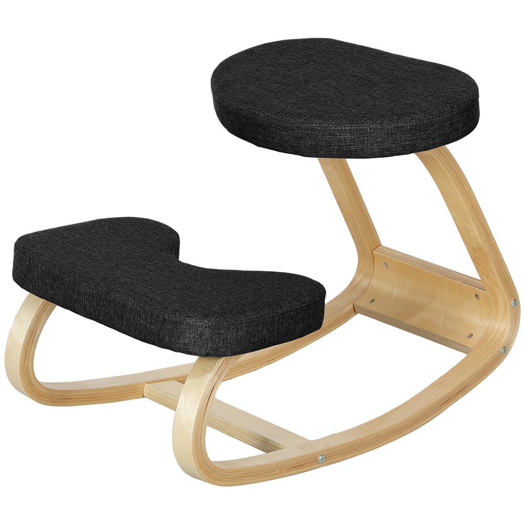 Sedia Inginocchiatoio con Movimento a Dondolo ¨C Zephmum ¨C Tessuto, Legno Betulla, Nero, 50x73x55 cm