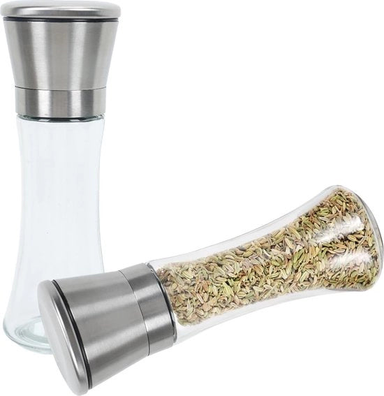Set di Macinatura di Sale e Pepe con Lavorazione Ceramica, 200 ml - Acciaio Inossidabile e Vetro