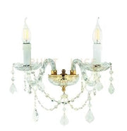 APPLIQUE OPERA 2 LUCI CRISTALLO E ORO ATTACCO E14 L.37CM