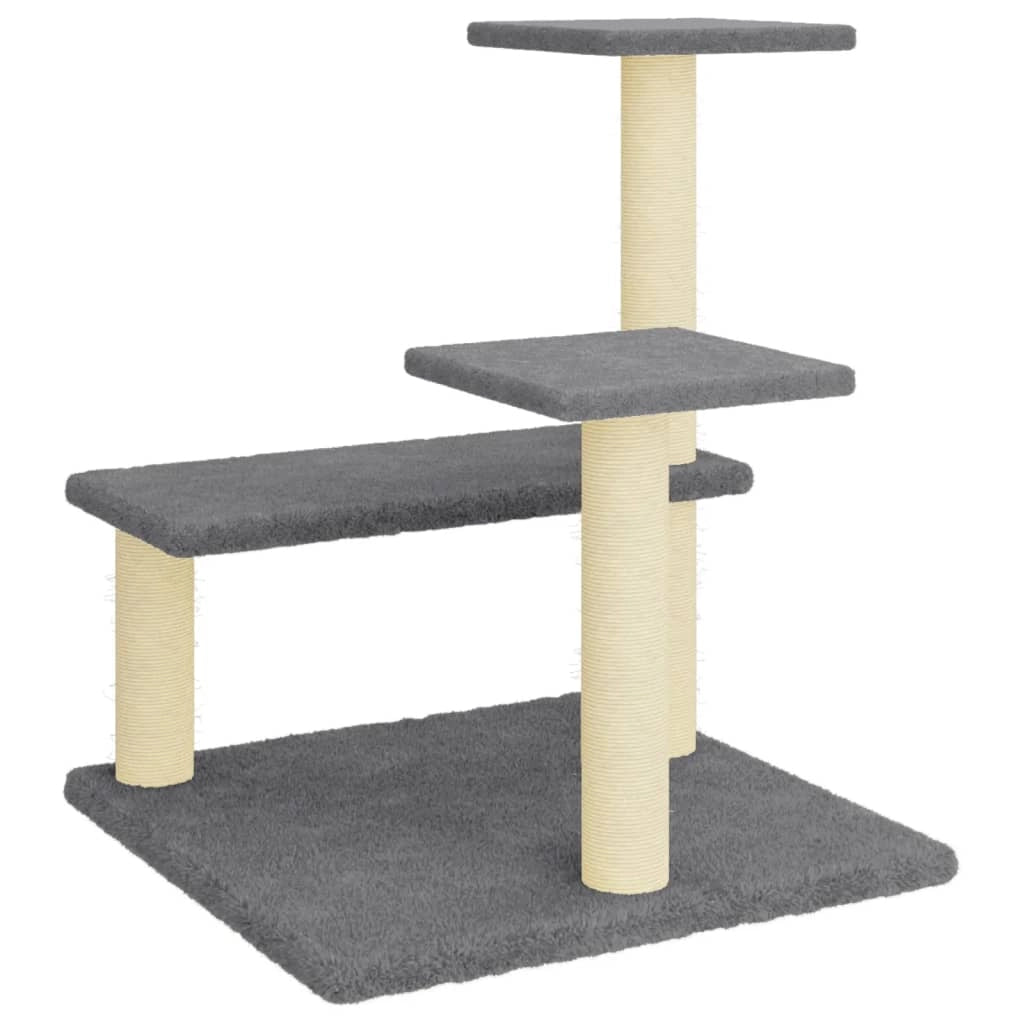 Tiragraffi per gatti Mobili Torre da arrampicata Giocattolo Tiragraffi Piattaforma da arrampicata con tiragraffi in sisal scuro 61 cm Grigio 02_0022700