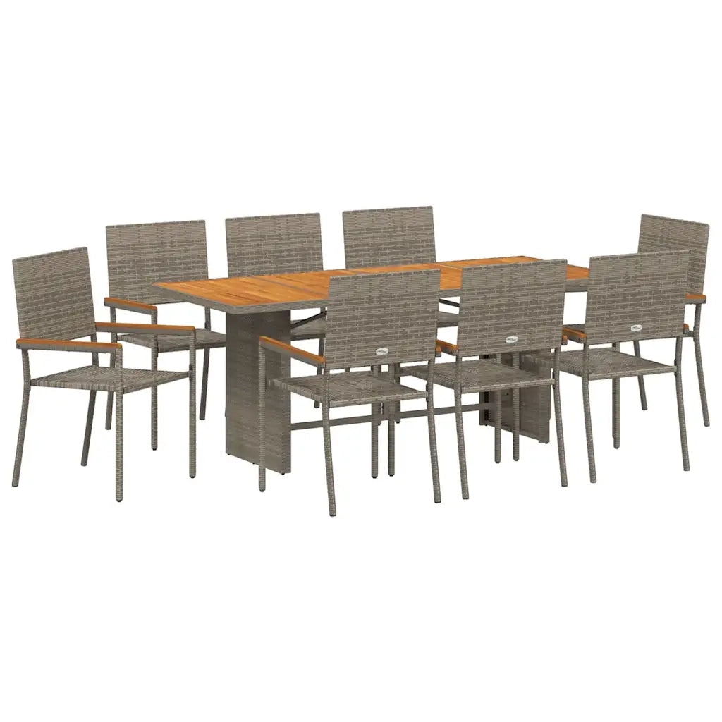 Set da Pranzo per Giardino 9 pcs Grigio polyrattan 3365433