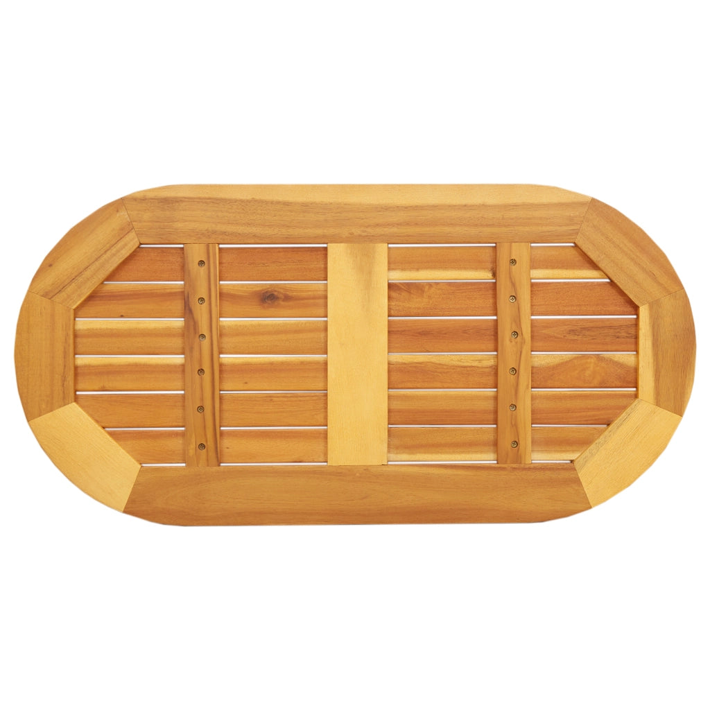 Tavolo Ovale in Legno Massello di Acacia 80x40x2 cm