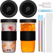 Bicchieri di Bubble Tea con manico, 730 ml, 2 pezzi, bicchieri Mason pronti all'uso, per milkshakes, succhi, smoothies, birra
