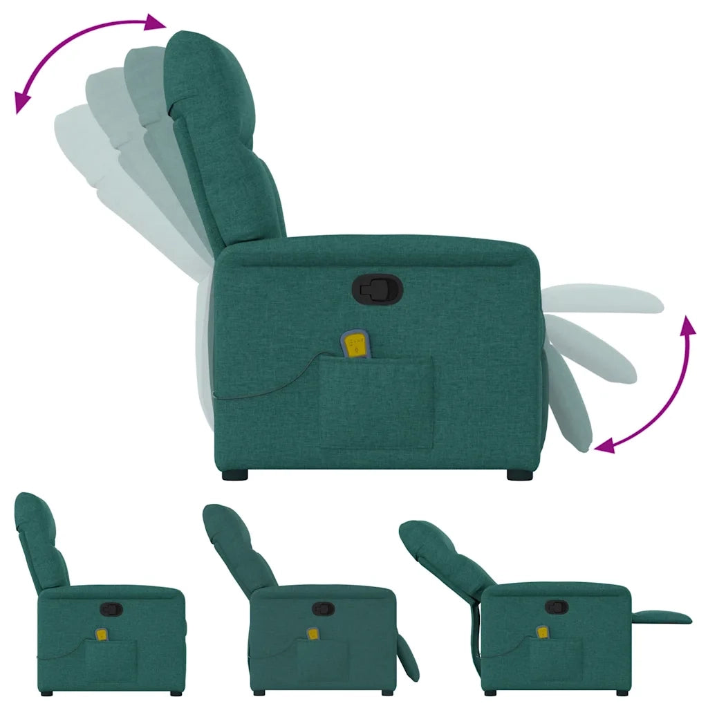 Poltrona Massaggiante Reclinabile Verde Scuro in Tessuto 4015558