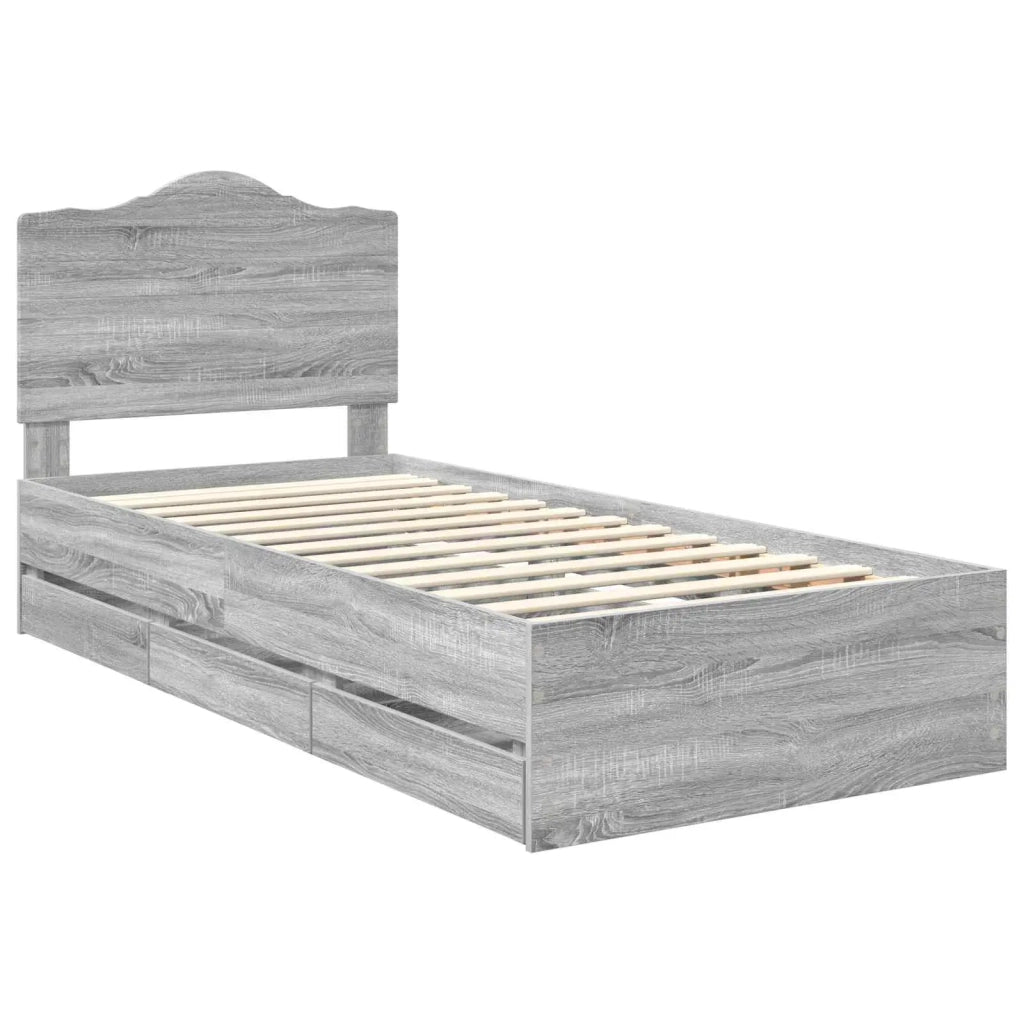 Struttura del letto con cassetto Sonoma grigia 90 x 190 cm 3413462
