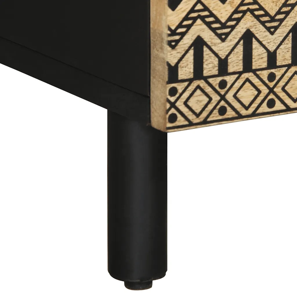 vidaXL Tavolino da Salotto Nero 80x54x40cm Legno Massello Mango Grezzo