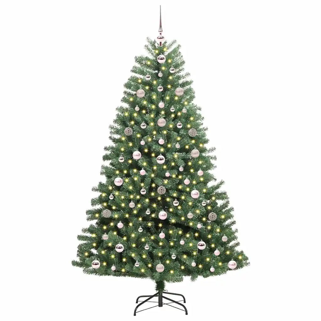 Albero di Natale Artificiale-Albero Natalizio con Rami Pieghevoli Verde 180 cm 880365