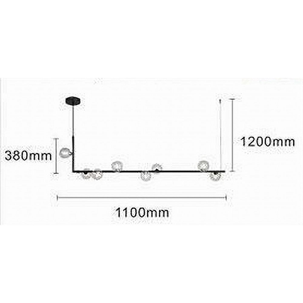Trade Shop - Lampadario 8 Sfere G9 In Vetro Da Soffitto In Metallo Nero Design Moderno 71621 -