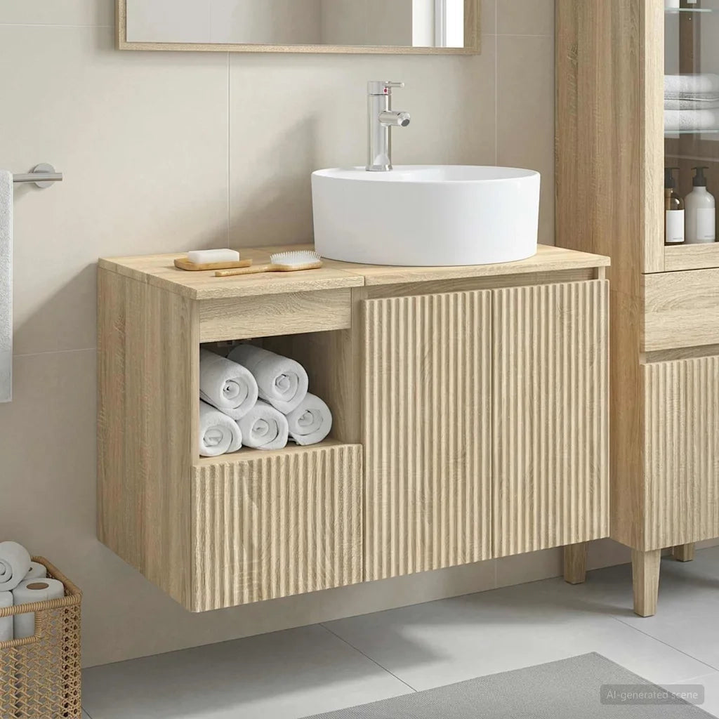 Set di mobili per il bagno 2 pz Rovere Sonoma 3404076